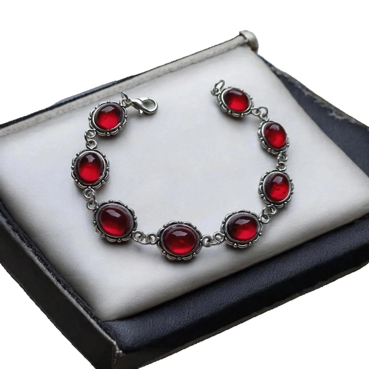 Dark red glass bracelet with bat motif, electroplated alloy, unisex British Retro style, AQ6164 AQ6165 options