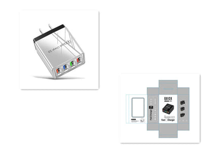 4-port USB wall charger with Quick Charge 3.0 technology for fast charging of smartphones and tablets