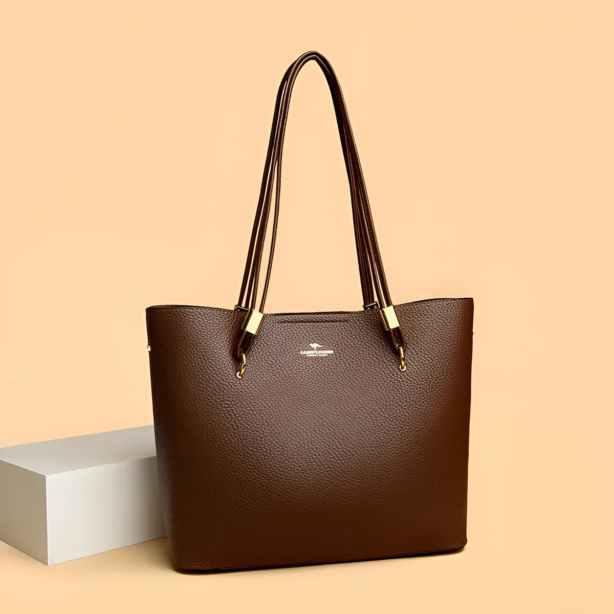 Women's large capacity PU crossbody tote shopping bag with hidden pocket, phone pocket and stitching detail