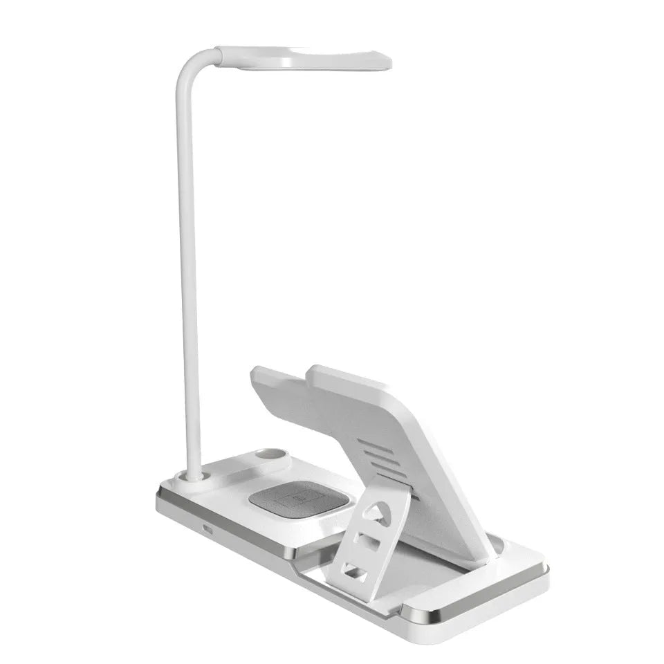Multifunctional foldable table lamp with 15W fast charge wireless charger in black, Type C interface, compact design
