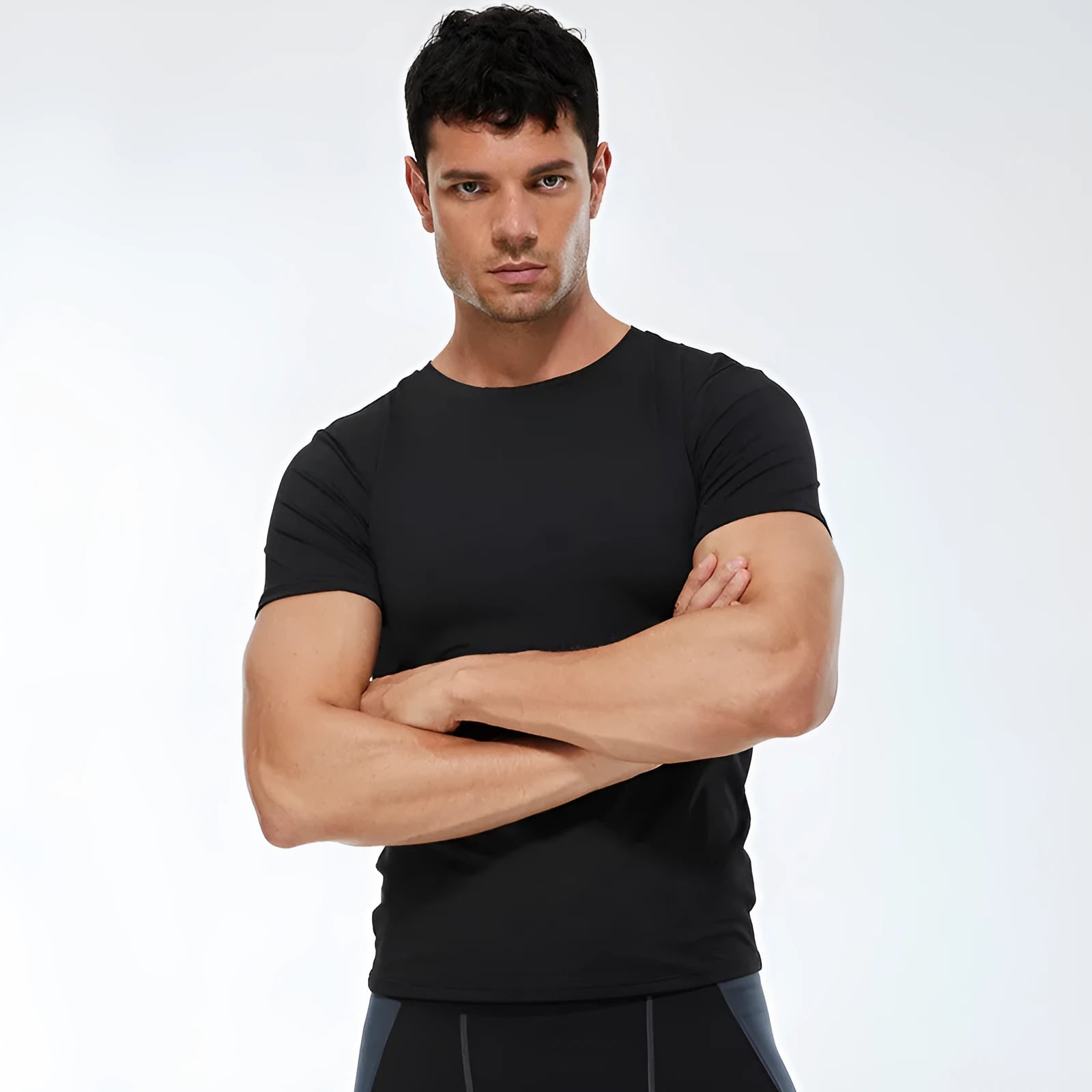 Men's stretch quick drying short-sleeved exercise shirt in multiple colour options