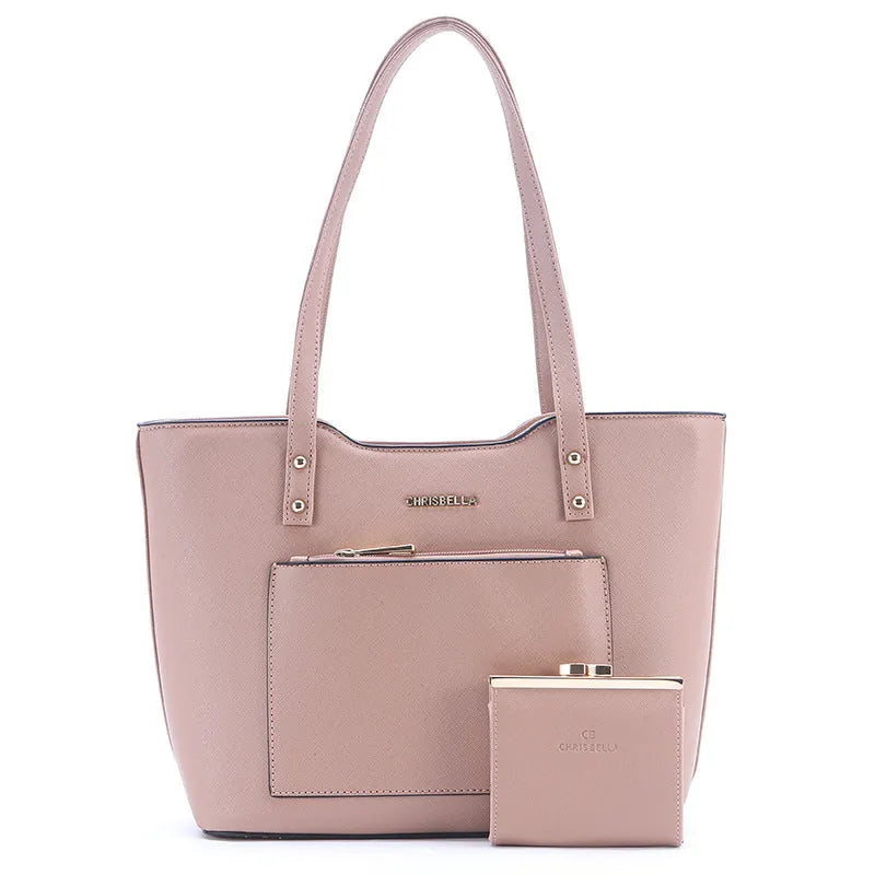 Large-capacity soft-surface artificial PU shoulder handbag in beige with 35x13x23.5cm dimensions