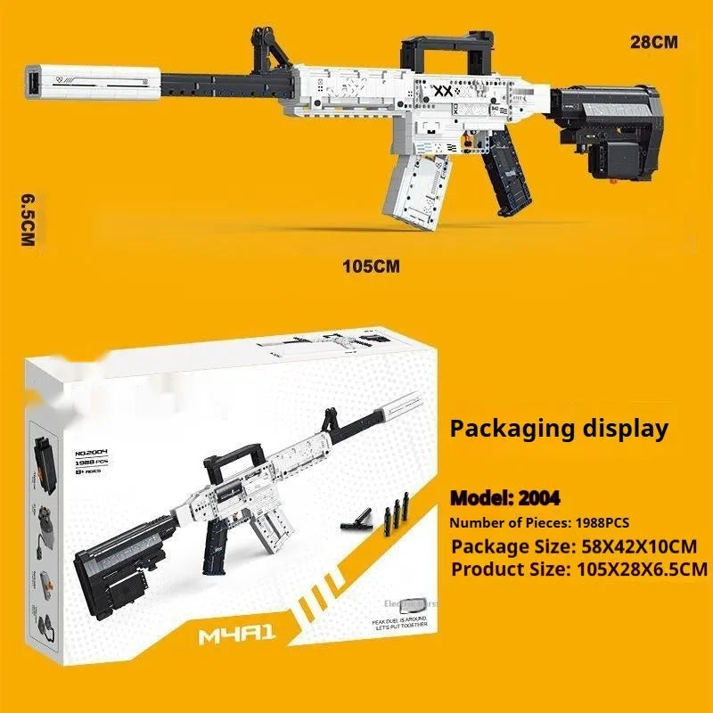 Printing Set M4A1 removable toy gun building blocks in colour box packaging