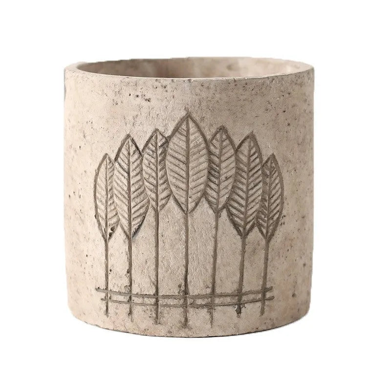Cement succulent home flowerpot in beige, 12x12cm concrete planter