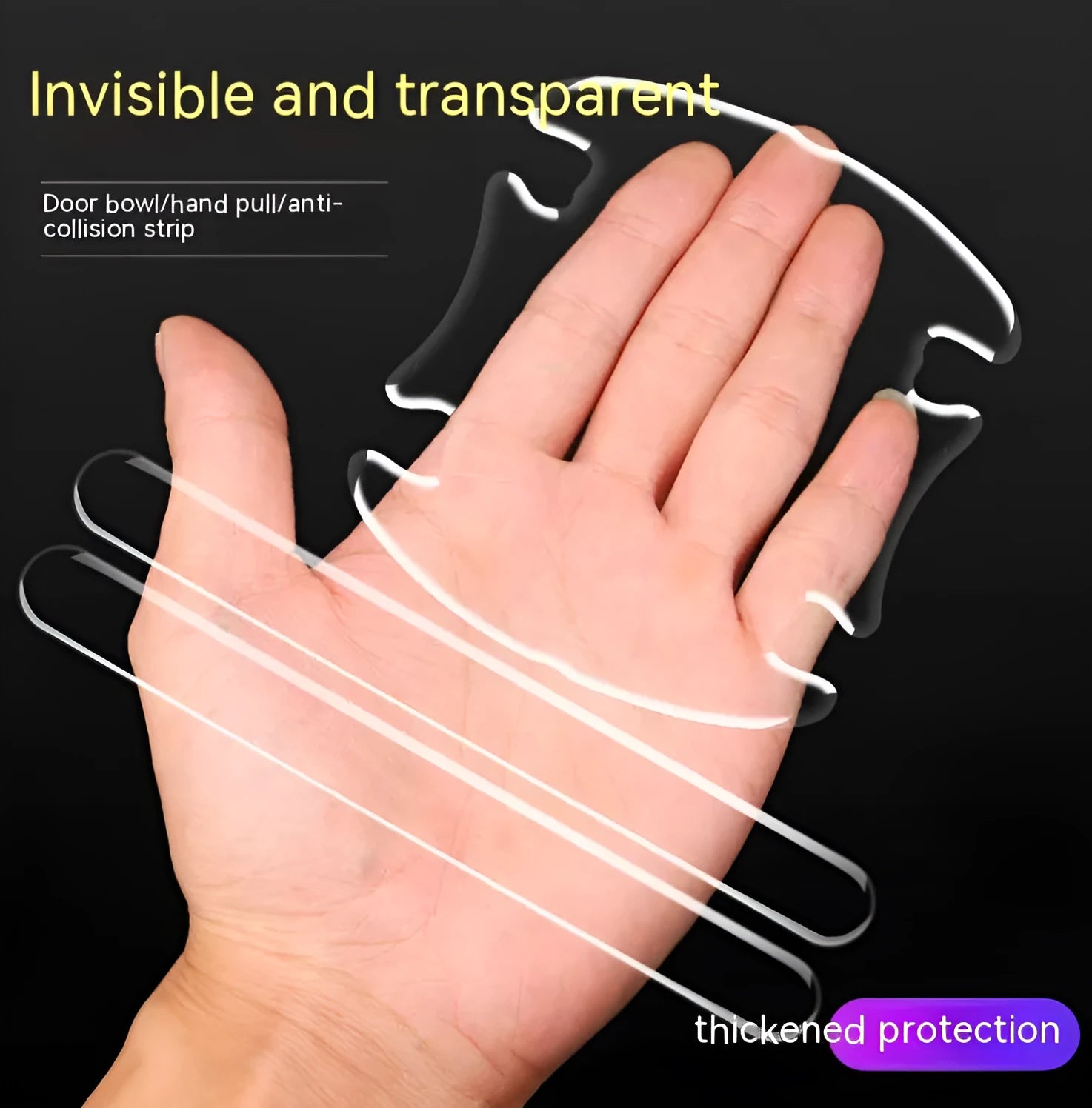 Transparent 3D car door handle bowl protection stickers set of 4 pieces