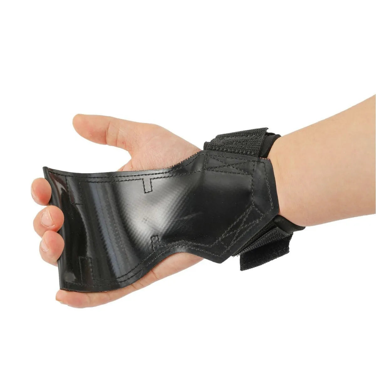 Black rubber non-slip palm protection grip belt for weightlifting and rock climbing.