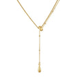 925 sterling silver women's clavicle chain necklace with double-layer stitching and water droplet pendant in gold finish