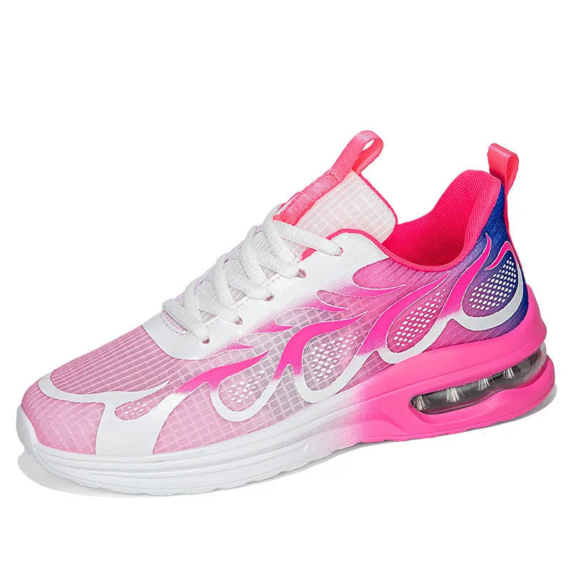 Women's mesh casual sneaker in pink colour with PU sole showing breathable upper material