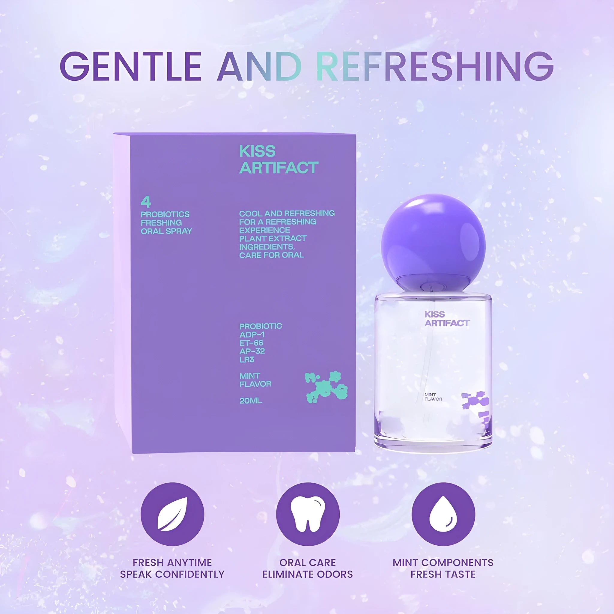 20ml portable oral spray bottle with long-acting probiotics for hydrating oral care