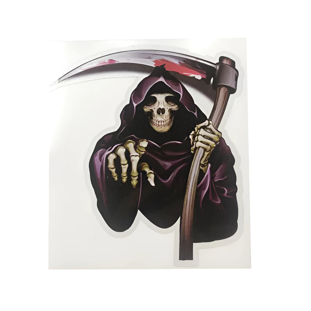 Self-adhesive skull reflective car sticker 13cm, Skull-5 style, on a car exterior