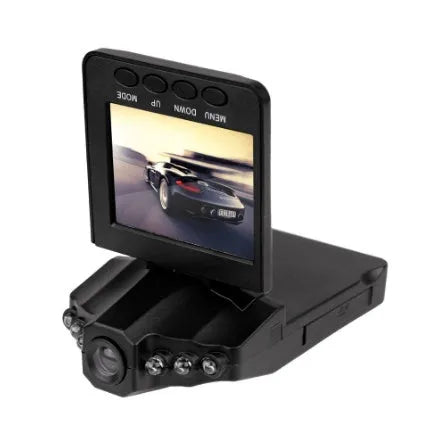 H198 HD six-light infrared car dash camera on a windshield with a 2.4-inch screen display.