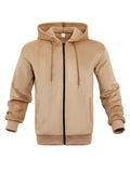 Men's thickened fleece-lined zip hoodie in gray, khaki, black, navy blue, or military green