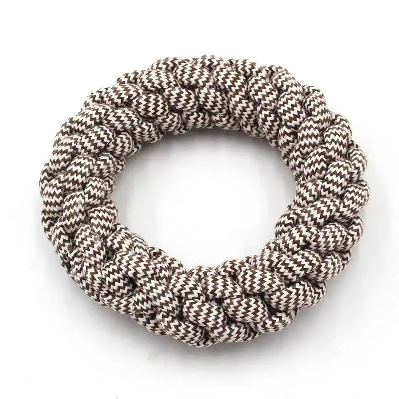 18cm cotton braided ring dog chew toy with knotted texture