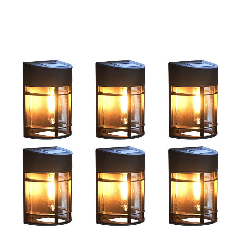 Solar-powered outdoor wall light with waterproof housing and warm white illumination