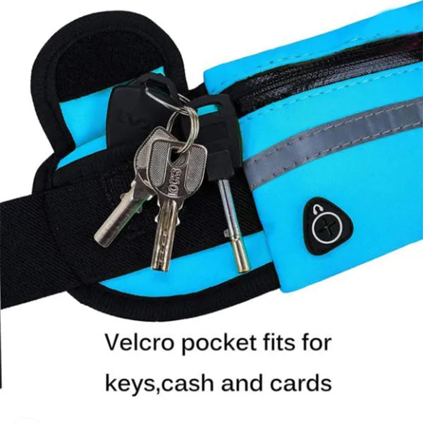 Nylon fitness waist bag in solid colour with zippered pocket and soft handle, 20x10cm size