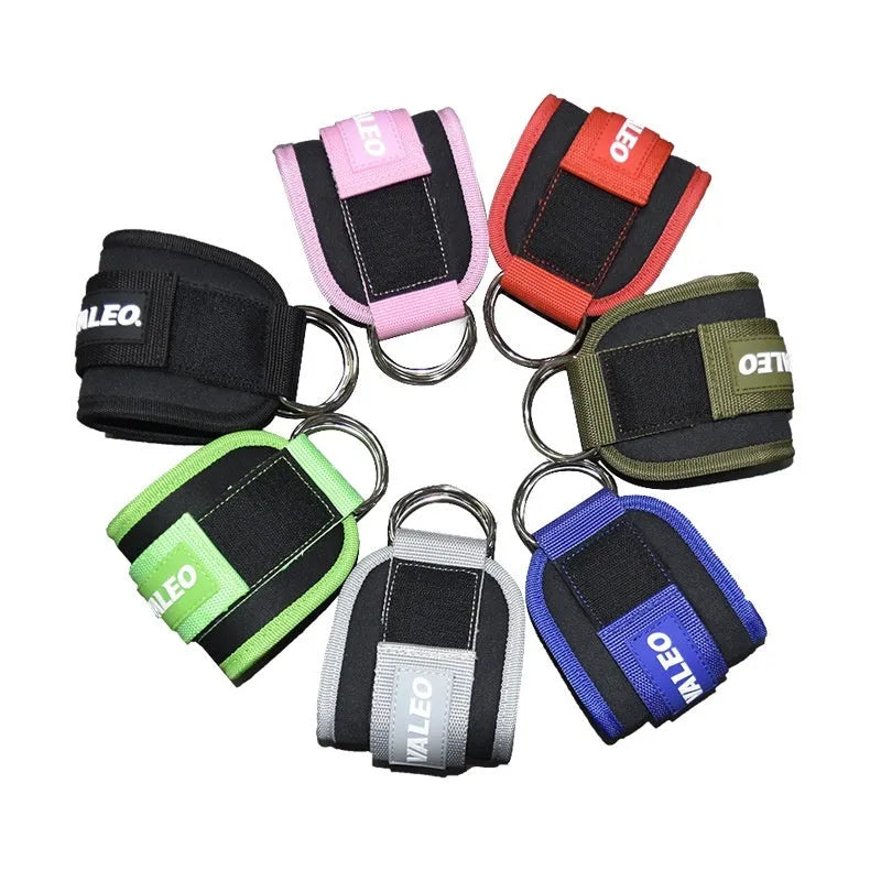 Ankle buckle leg practice hip trainer strap with elastic string and mesh pocket in green, black, pink, red, grey, army green, or blue