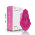 Rose red wearable vibrator with butterfly shape for external stimulation, smartphone APP remote control