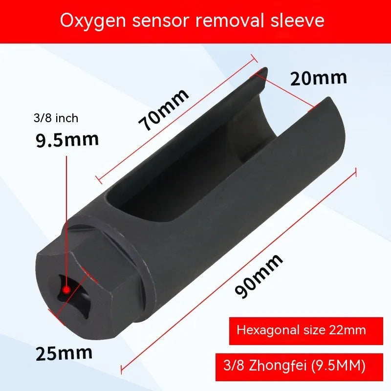Black chromium vanadium steel oxygen sensor sleeve for 22mm sensors.