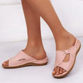 Women's retro Roman platform sandals in hollow PU with rubber sole, black colour, side view