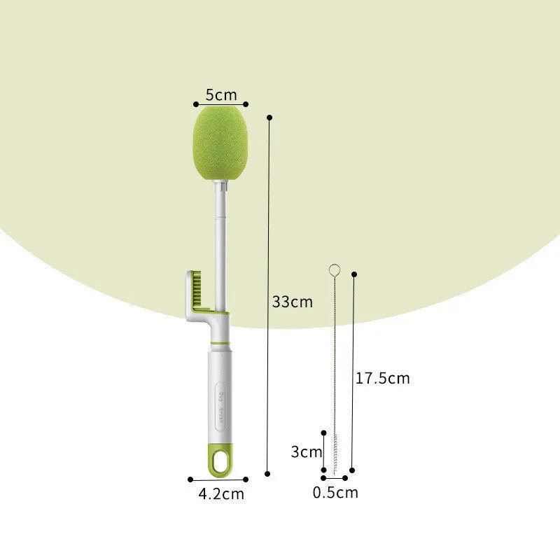 Long handle plastic cup brush for bottle cleaning in orange and army green