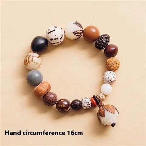 Women's 18-seed bodhi bracelet with geometric design on 16cm wrist