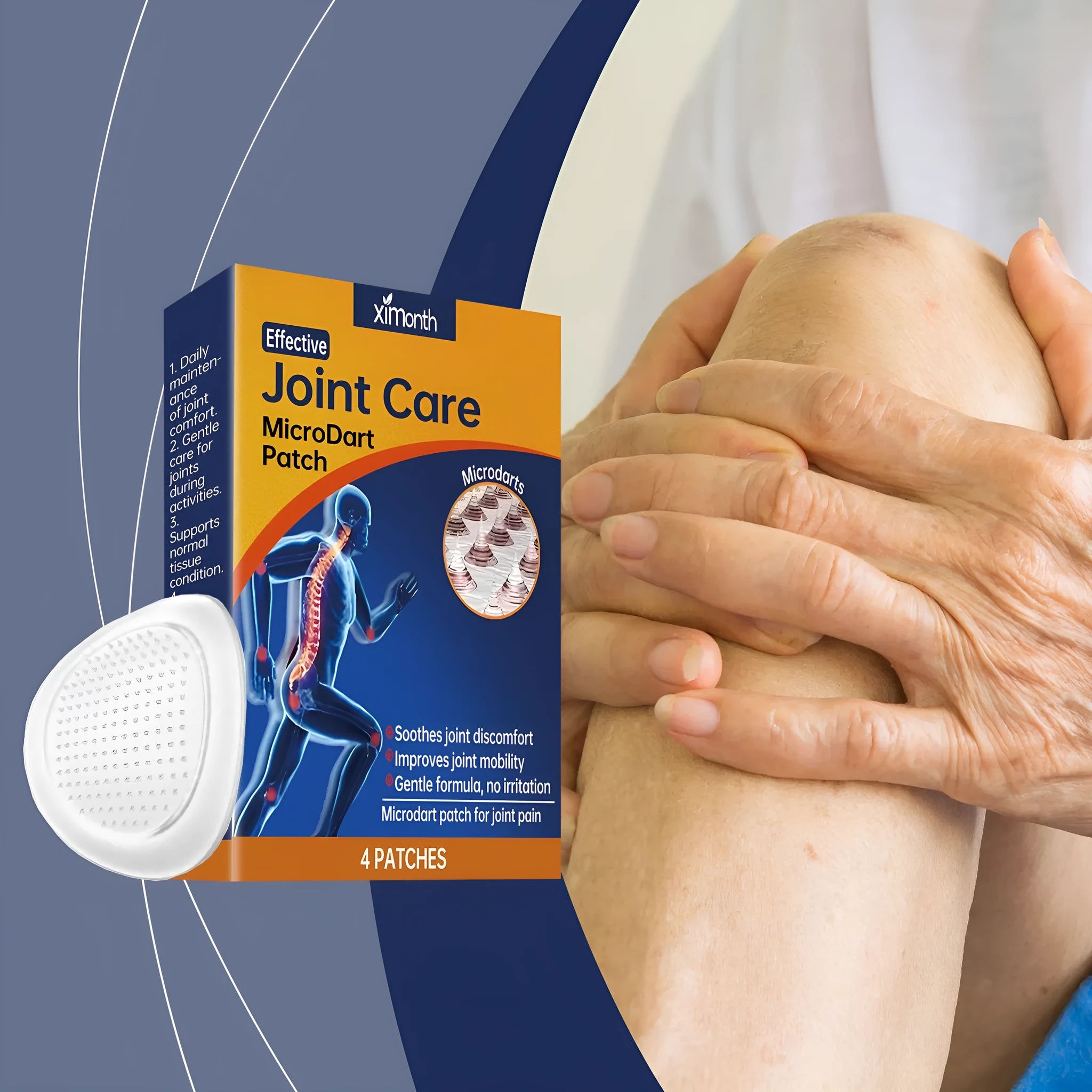 Four joint microneedle adhesive patches for daily care with moxa leaf and ginger root formulation