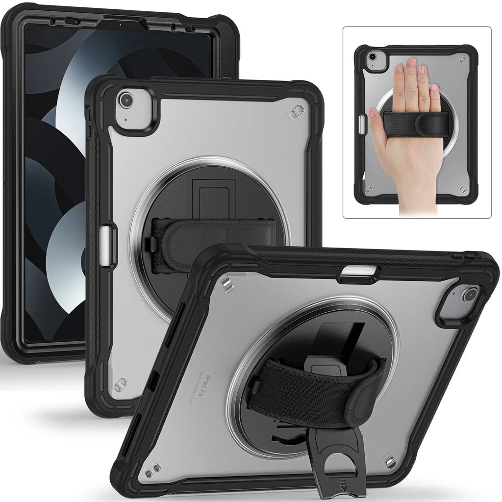 iPad Mini 6 tablet case 8.3-inch rotating bracket black colour PC TPU protective cover with lanyard
