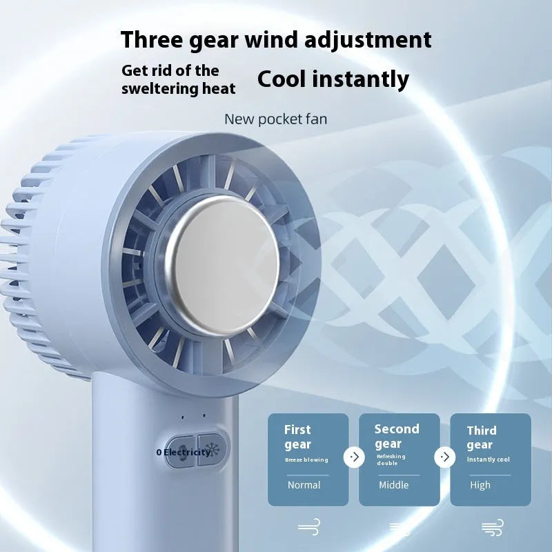White handheld turbo jet fan with duct design and touch controls on a light background.