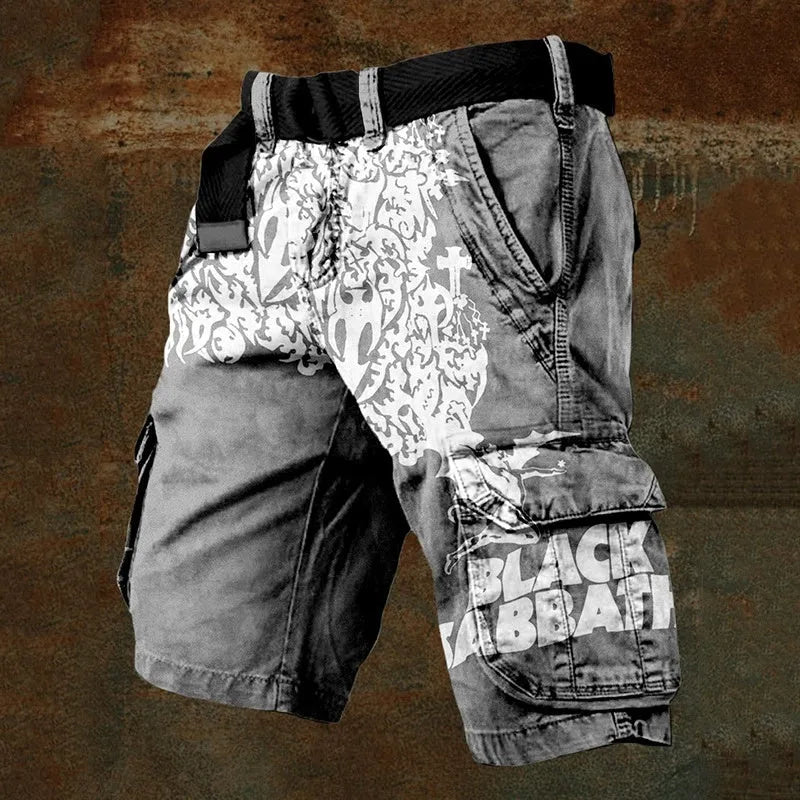 Men's digital print shorts with zip fastening in polyester fabric
