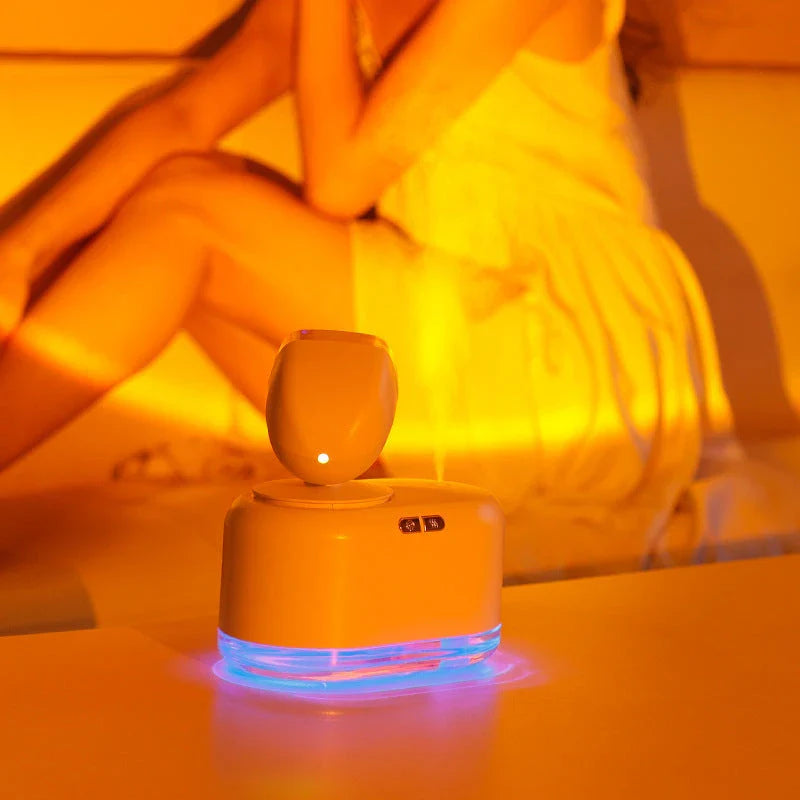 Wireless Sunset Lamp Air Humidifier with warm sunset lighting and mist sprayer