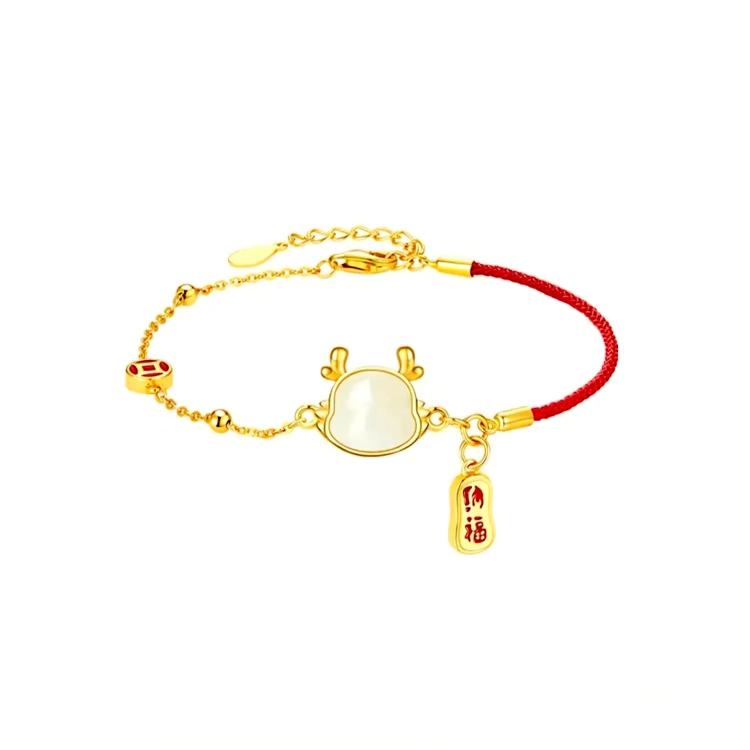 Silver-plated Dragon zodiac bracelet for women with adjustable fastening and New Chinese style design
