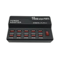 10 Port USB charger power strip in 838 black with multiple cables connected
