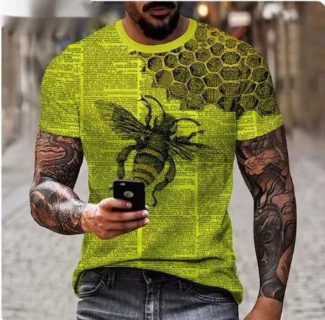 Men's black T-shirt with a fierce 3D lion graphic print on the front.