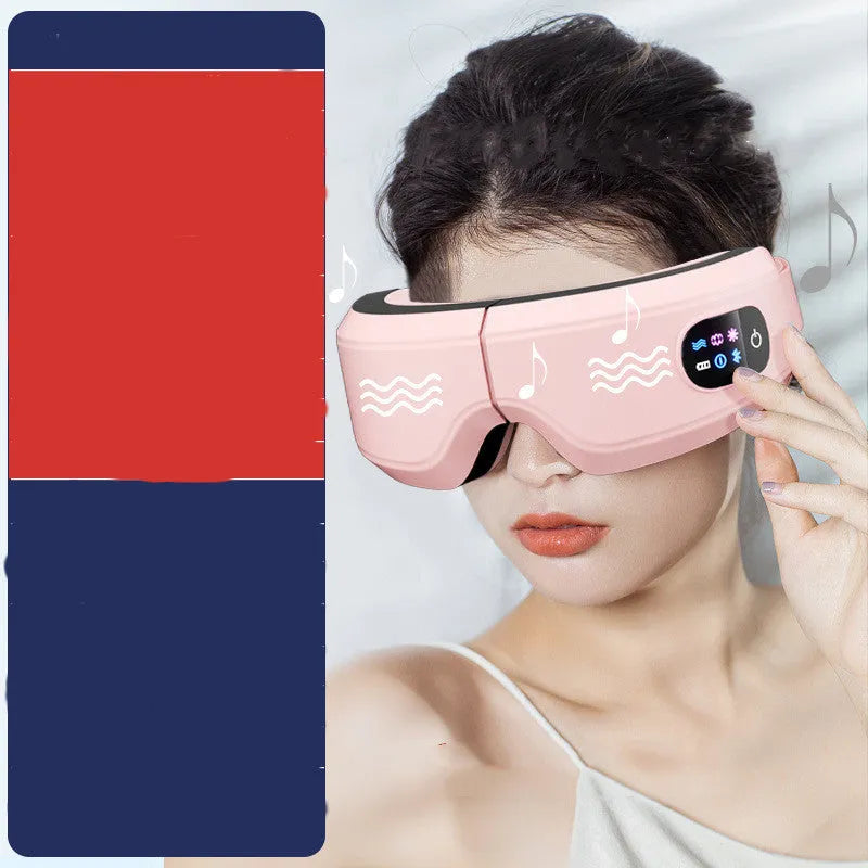 White eye massager with air pressure, hot compress, and vibration functions, USB-powered, with Bluetooth music