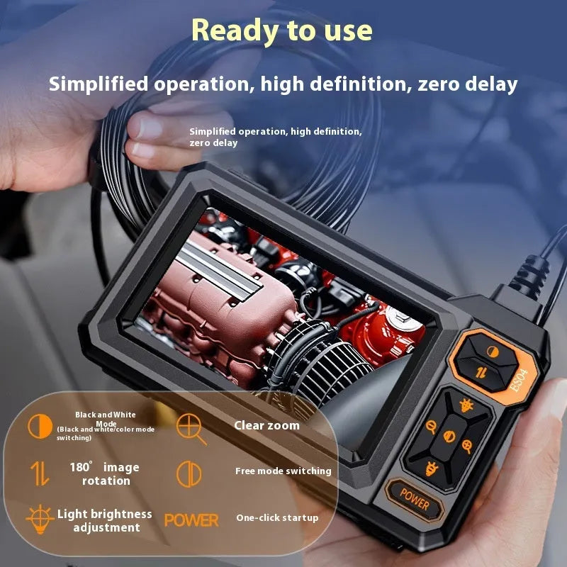 High definition endoscope with 8mm probe, 1000mm working length, 100W pixel, LED light, and accessories for automotive repair