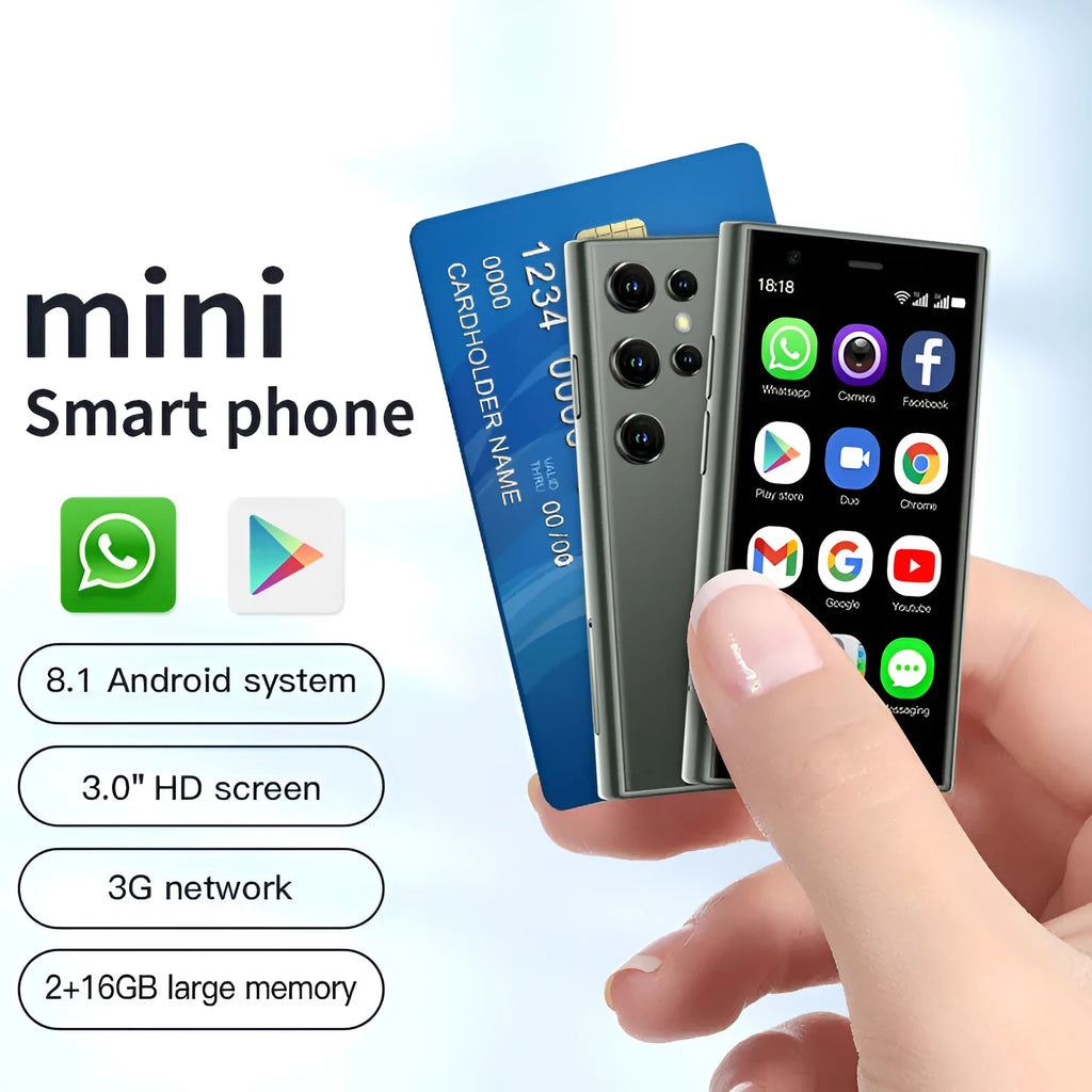 S23PRO XS15 mini smartphone in black, green, or pink purple colours showing front display
