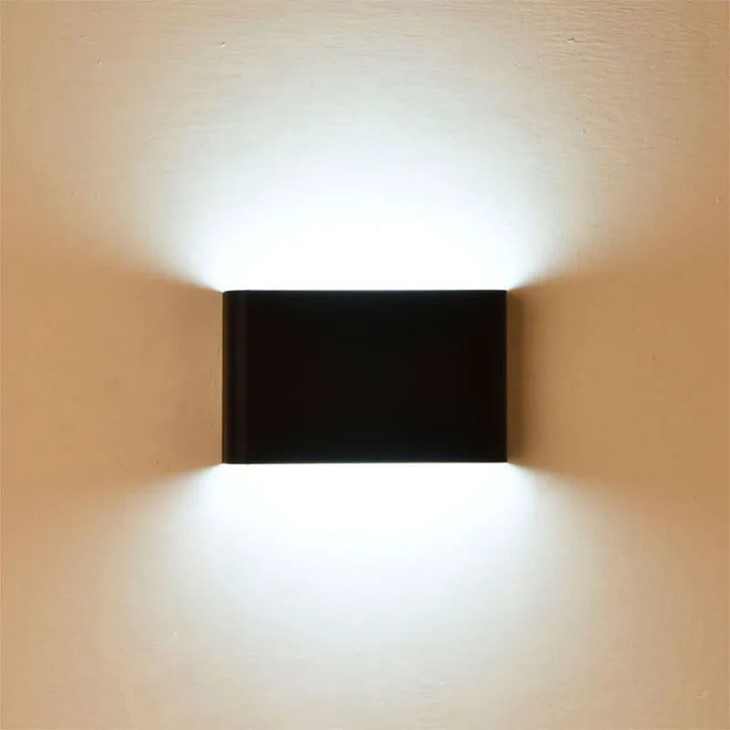 Rectangular LED outdoor wall lamp in black finish for courtyard lighting