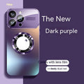 AG nano frosted magnetic suction phone case with large window, titanium gray, for iPhone models