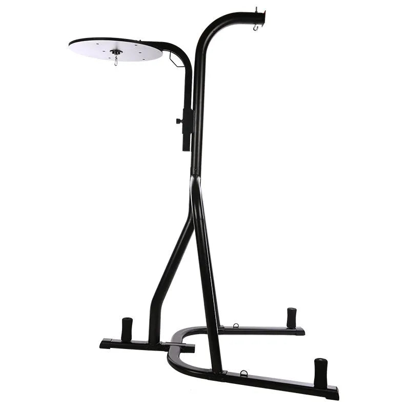 Black steel hanging boxing sandbag rack for vertical Sanda and martial arts training, average size