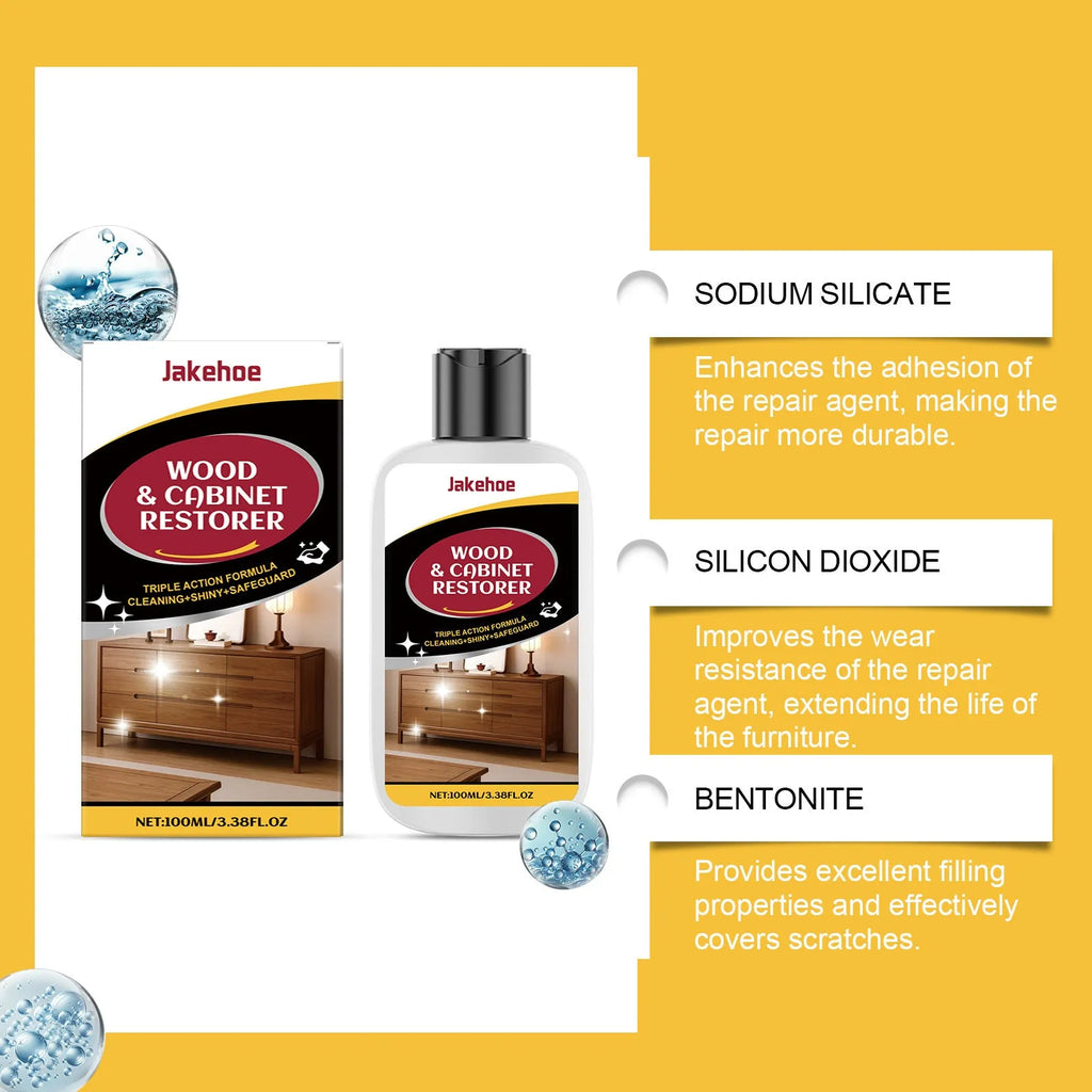 Wooden furniture scratch care solution 100ml bottle with cleaning towel for surface maintenance