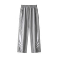 Men's straight-leg black casual sports trousers with a button fly and elastic mid-waist.