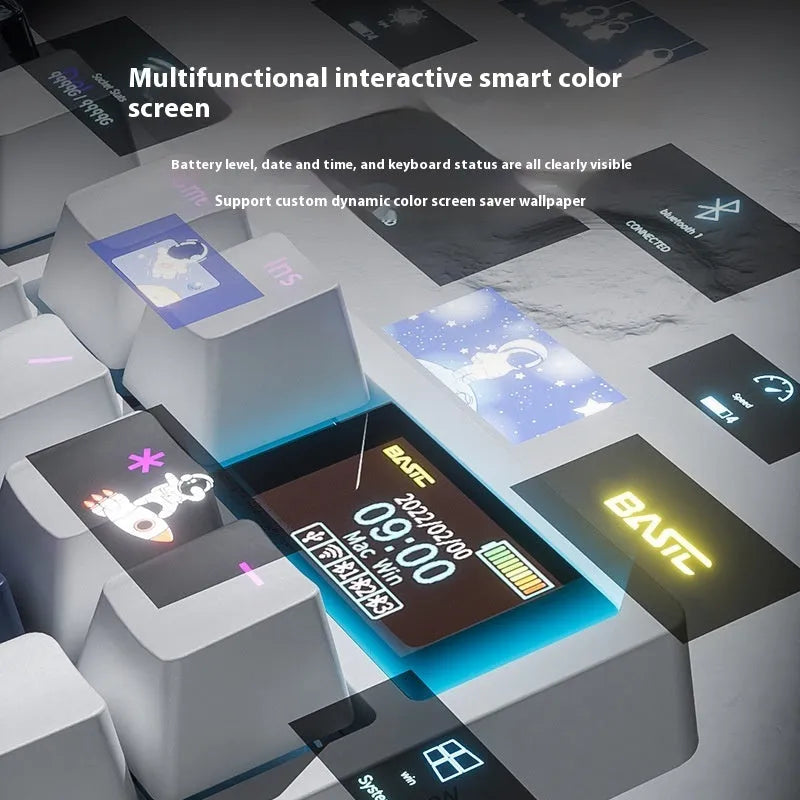 Wireless mechanical keyboard with three-mode Bluetooth, RGB backlight, and hot-swappable switches