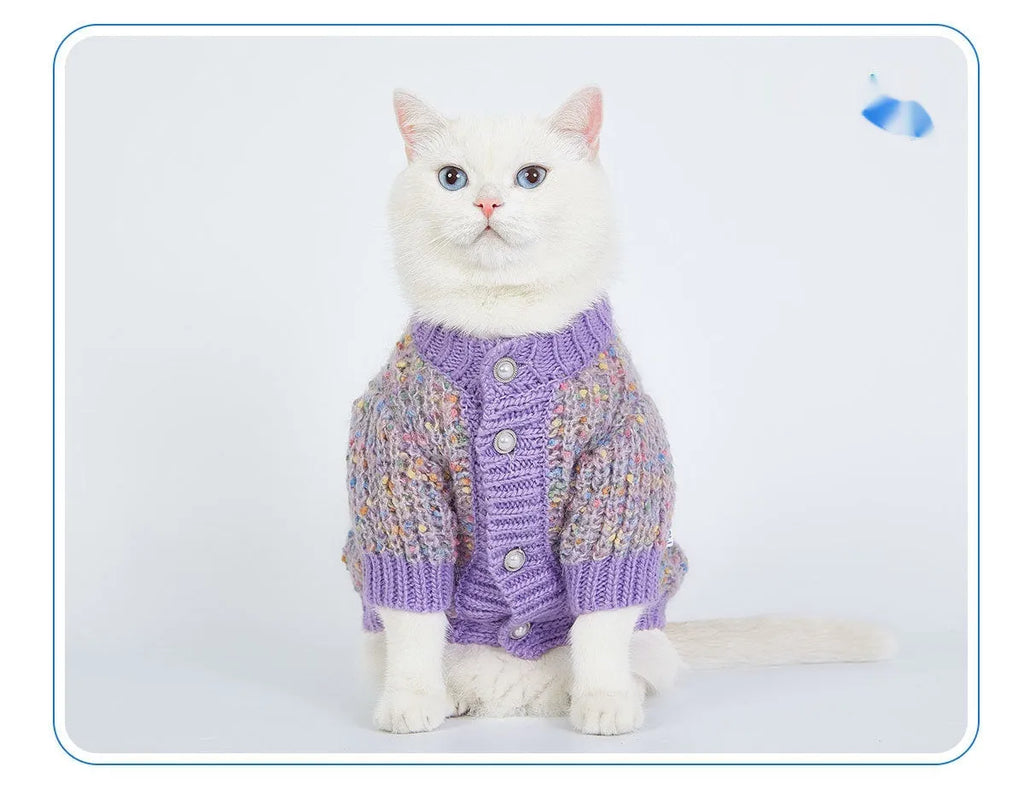 Purple polyester dog cardigan sweater for extra-large pets in XL and XXL sizes
