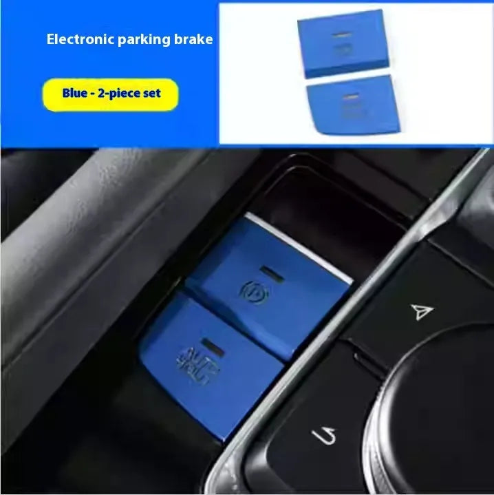 Silver aluminium alloy electronic handbrake button sticker 2-piece set for Mazda Axela CX30 CX50 2020-2023 models