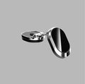 Folding magnetic phone holder in black on car dashboard with phone attached