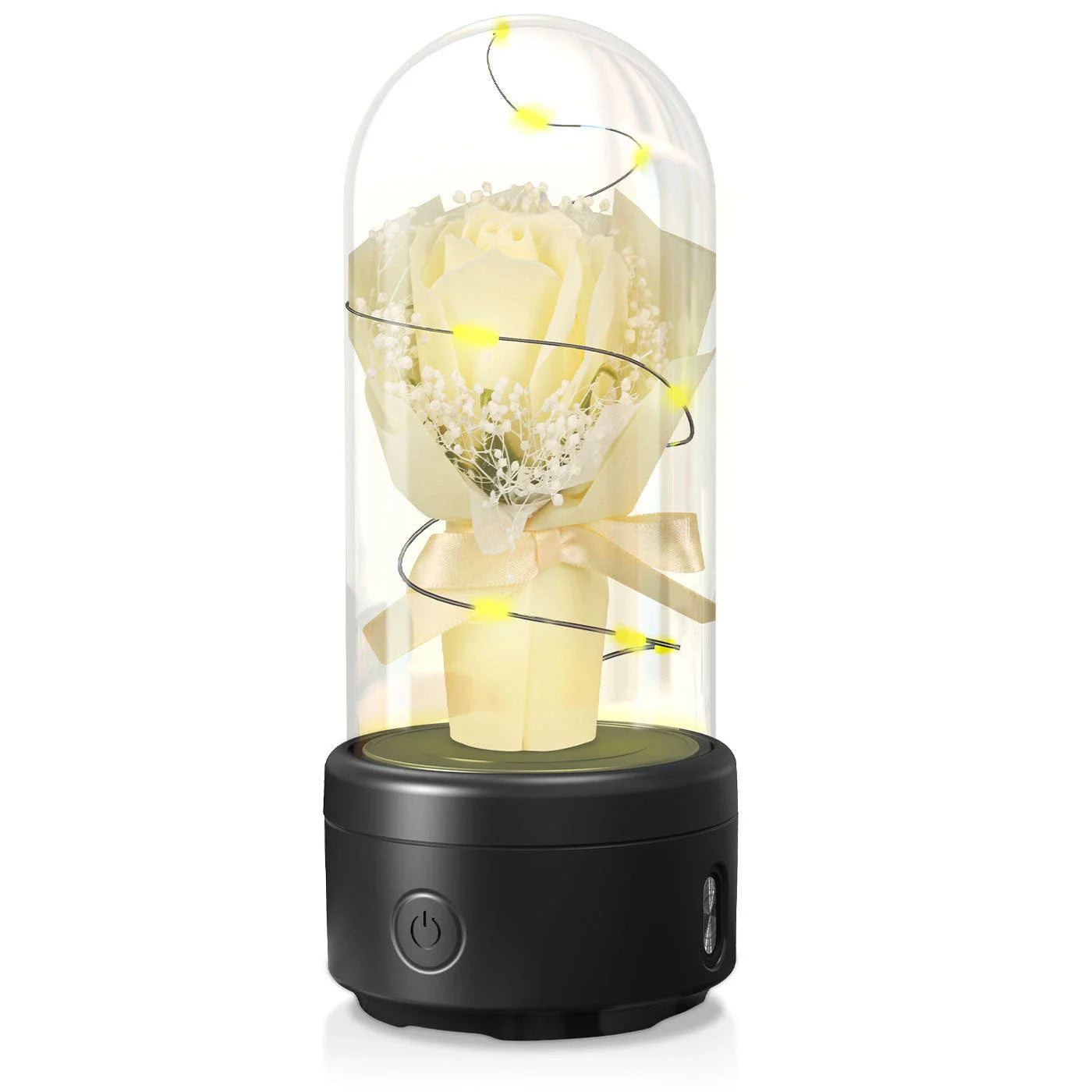 Enchanting 2-in-1 Rose Bouquet: Bluetooth Speaker and Luminous Night Light, with a mesmerizing LED light display and high-quality audio