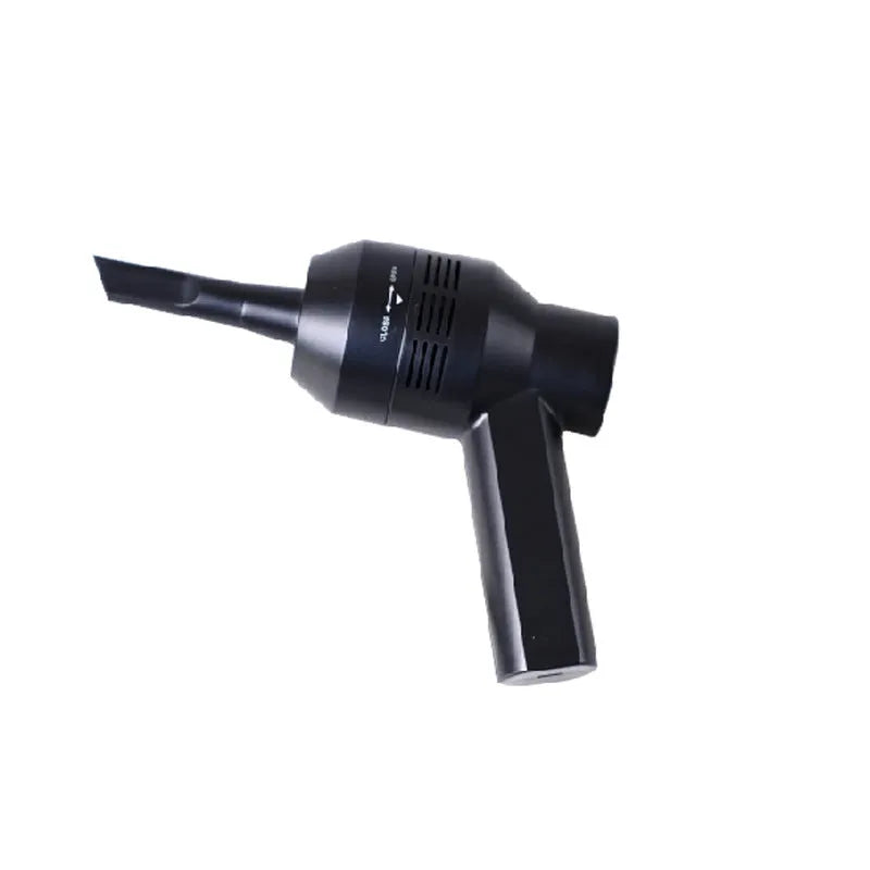 Black desktop mini vacuum cleaner with USB cable for keyboard and computer cleaning