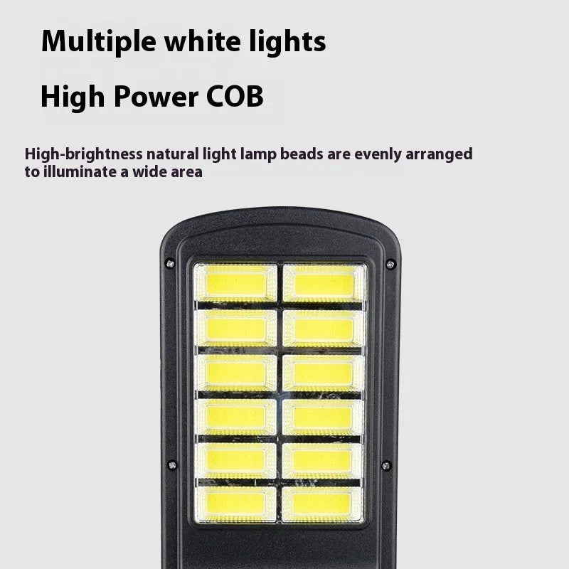 Solar induction LED outdoor wall lamp with ABS shell, 360 x 110mm size, and remote control