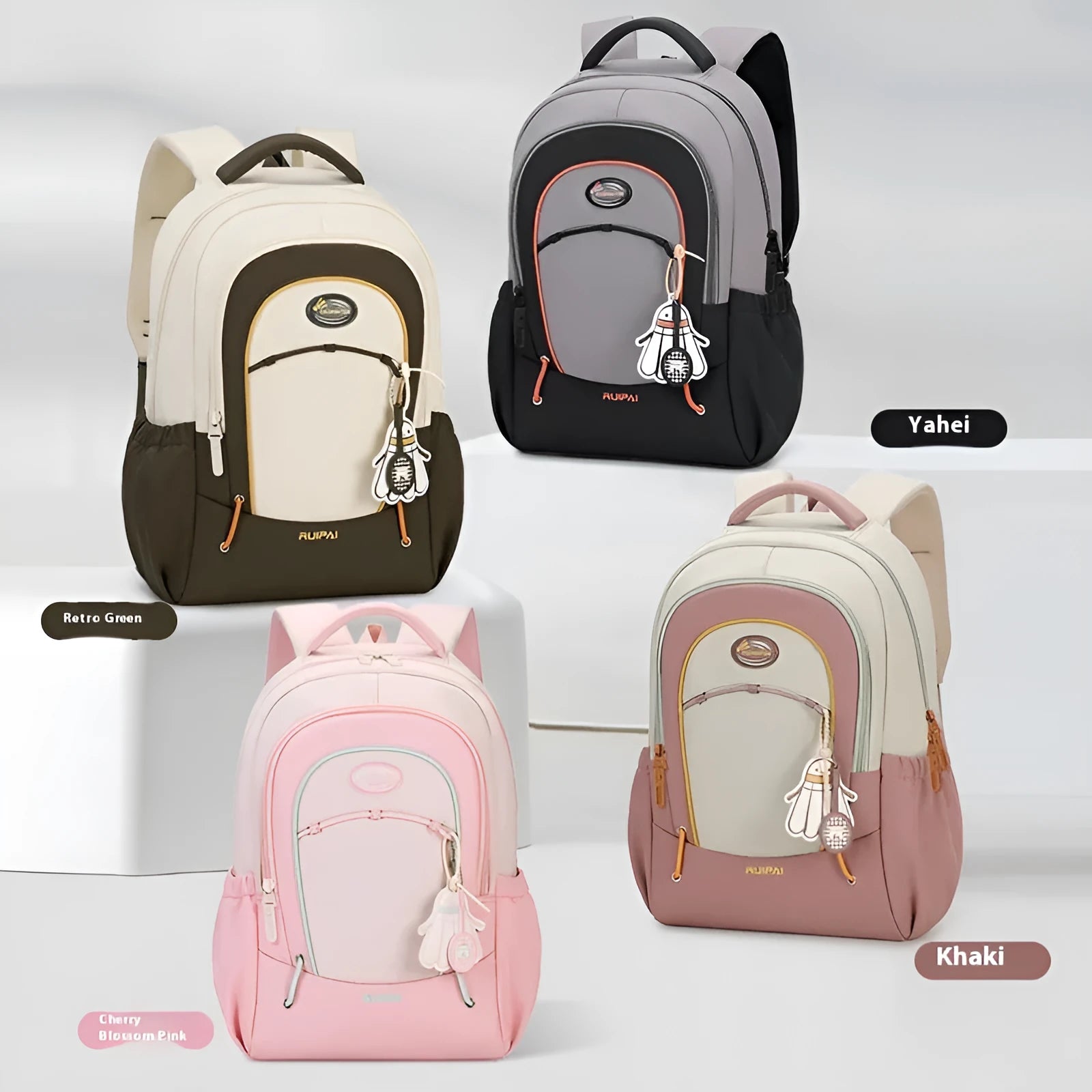 Leisure travel backpack in khaki colour with curved shoulder straps and 20-35L capacity
