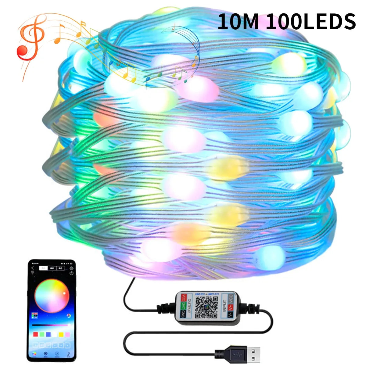 Bluetooth Graffiti Point Control Symphony Light plastic string light with 100 LEDs in picture colour